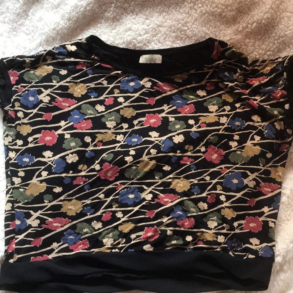Floral crop top with cute rayon trim along bottom